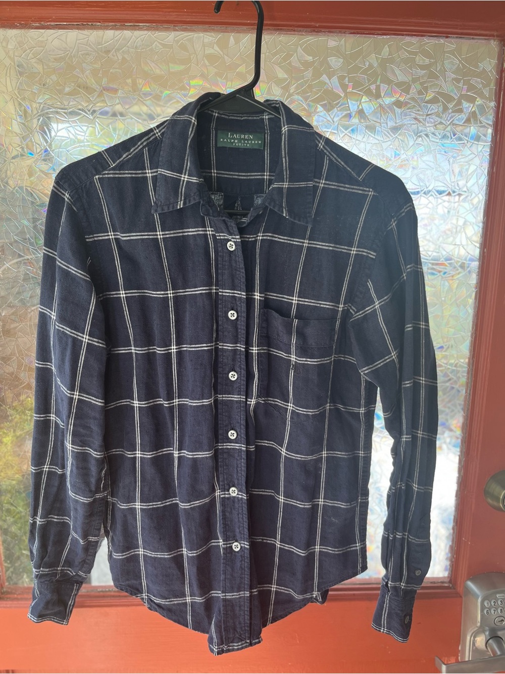 Ralph Lauren Navy and White Plaid Button-Down Shirt